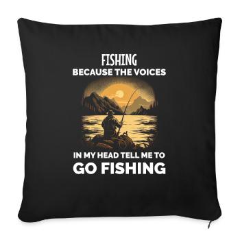Drôle de pêcheur pêcheur - Housse de coussin décorative 45 x 45 cm - noir - Devant
