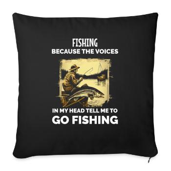 Vintage Fishing Fisherman - Sofa pillowcase 17,3'' x 17,3'' (45 x 45 cm) - black - Front