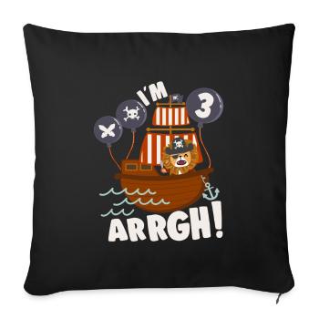 Birthday Pirate 3 Years Old Bday Party Gift Idea - Sofa pillowcase 17,3'' x 17,3'' (45 x 45 cm) - black - Front