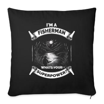 Drôle grand-père papa pêcheur pêcheur - Housse de coussin décorative 45 x 45 cm - noir - Devant