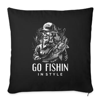 Allez pêcher avec style - Funny Fishing - Housse de coussin décorative 45 x 45 cm - noir - Devant