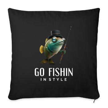 Go Fishin in Style - Funny Fisherman - Sofa pillowcase 17,3'' x 17,3'' (45 x 45 cm) - black - Front