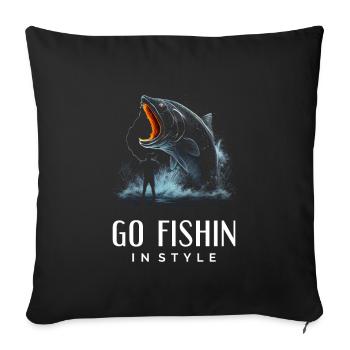 Allez pêcher avec style - Housse de coussin décorative 45 x 45 cm - noir - Devant