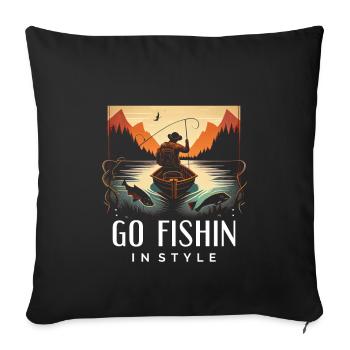 Allez pêcher avec style - Funny Fishing - Housse de coussin décorative 45 x 45 cm - noir - Devant