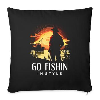 Allez pêcher avec style - Housse de coussin décorative 45 x 45 cm - noir - Devant