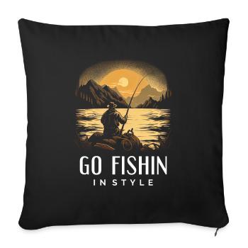 Allez pêcher avec style - Housse de coussin décorative 45 x 45 cm - noir - Devant