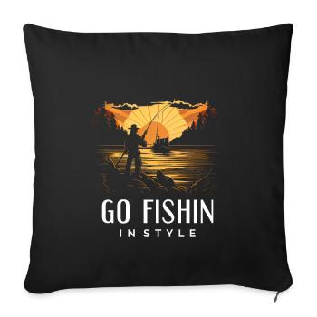 Allez pêcher avec style - Funny Fishing - Housse de coussin décorative 45 x 45 cm - noir - Devant
