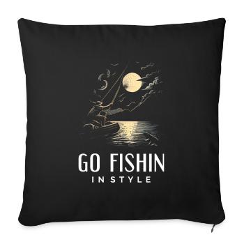 Allez pêcher avec style - Housse de coussin décorative 45 x 45 cm - noir - Devant