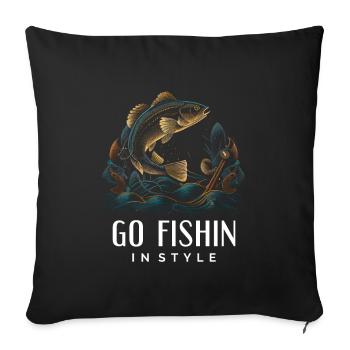 Pêche amusante - Allez pêcher avec style - Housse de coussin décorative 45 x 45 cm - noir - Devant