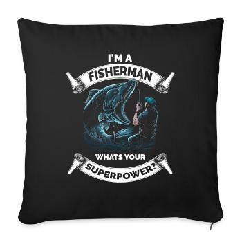 Drôle de pêcheur pêcheur - Housse de coussin décorative 45 x 45 cm - noir - Devant