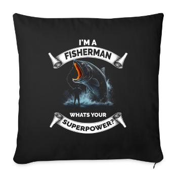 Pêche rétro drôle - Housse de coussin décorative 45 x 45 cm - noir - Devant