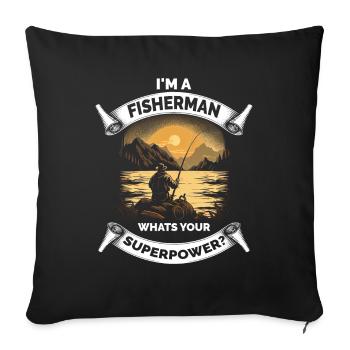 Pêche rétro drôle - Housse de coussin décorative 45 x 45 cm - noir - Devant