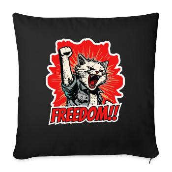 Rebellious cat screams for freedom and power - Sofa pillowcase 17,3'' x 17,3'' (45 x 45 cm) - black - Front