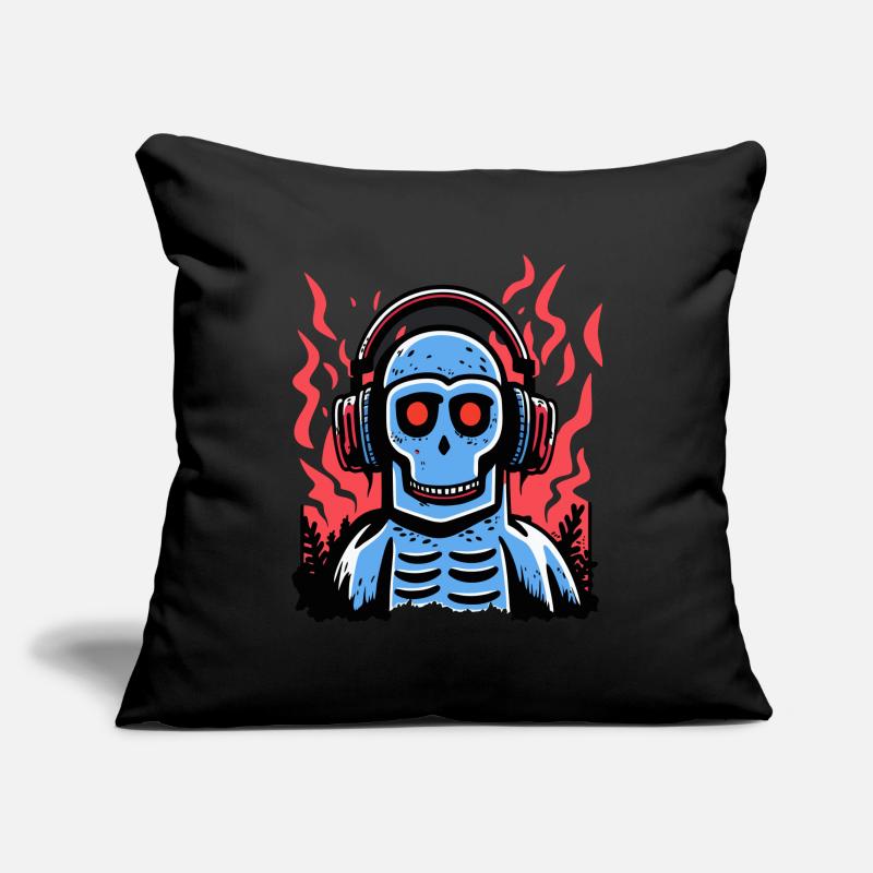 Blaue Kopfhörer mit Disco-Zombie-Affen Sofakissenbezug 45 x 45 cm