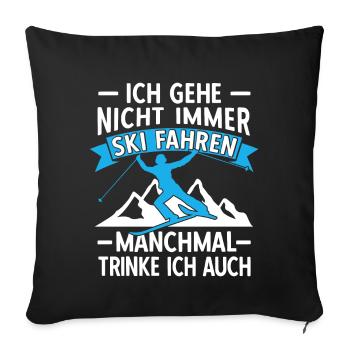 Lustige Skifahrer Ski Fahren Bier Trinken - Sofakissenbezug 45 x 45 cm - Schwarz - Vorne