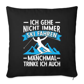 Lustige Skifahrer Ski Fahren Alter Mann auf Skiern - Sofakissenbezug 45 x 45 cm - Schwarz - Vorne
