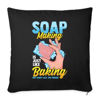 La fabrication du savon comme le support ne lèche pas le savon à doigts - Housse de coussin décorative 45 x 45 cm - noir - Devant