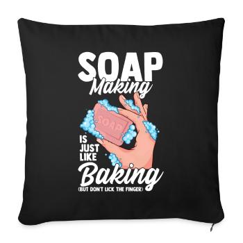 La fabrication du savon comme le support ne lèche pas le savon à doigts - Housse de coussin décorative 45 x 45 cm - noir - Devant