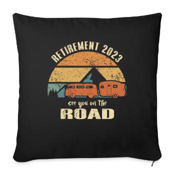 Pensioner Pensioner 2023 Motorhome on the road - Sofa pillowcase 17,3'' x 17,3'' (45 x 45 cm) - black - Front