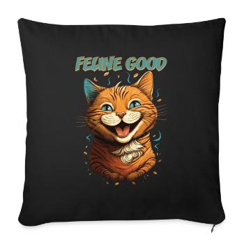 Feline Good Kitten - Purffect for Cat Lover - Sofa pillowcase 17,3'' x 17,3'' (45 x 45 cm) - black - Front