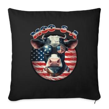 Patriotic USA Cow - Célébrez l’Amérique - Housse de coussin décorative 45 x 45 cm - noir - Devant