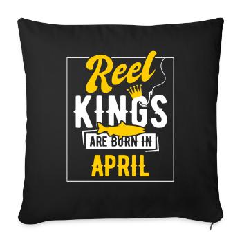 Les rois de l’anniversaire de la pêche sont nés en avril - Housse de coussin décorative 45 x 45 cm - noir - Devant