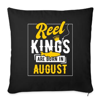 Les rois de l’anniversaire de la pêche sont nés en août - Housse de coussin décorative 45 x 45 cm - noir - Devant