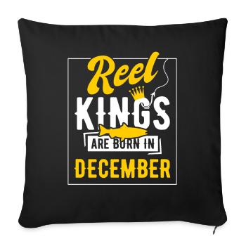 Les rois de l’anniversaire de la pêche sont nés en décembre - Housse de coussin décorative 45 x 45 cm - noir - Devant