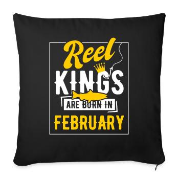 Les rois de l’anniversaire de la pêche sont nés en février - Housse de coussin décorative 45 x 45 cm - noir - Devant