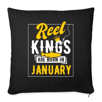 Les rois de l’anniversaire de la pêche sont nés en janvier - Housse de coussin décorative 45 x 45 cm - noir - Devant