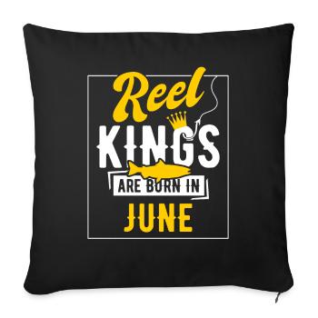 Les rois de l’anniversaire de la pêche sont nés en juin - Housse de coussin décorative 45 x 45 cm - noir - Devant