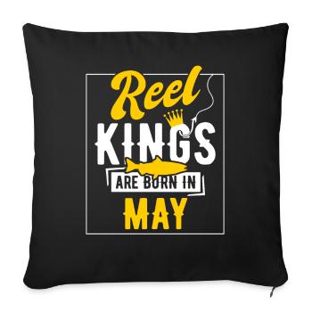 Les rois de l’anniversaire de la pêche sont nés en mai - Housse de coussin décorative 45 x 45 cm - noir - Devant
