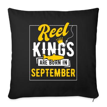 Les rois de l’anniversaire de la pêche sont nés en septembre - Housse de coussin décorative 45 x 45 cm - noir - Devant