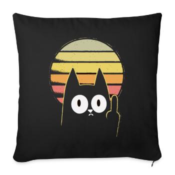 Middle finger cat - Sofa pillowcase 17,3'' x 17,3'' (45 x 45 cm) - black - Front