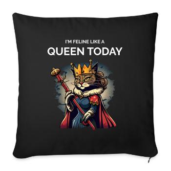 Cat Mom Cartoon Queen Cat - Sofa pillowcase 17,3'' x 17,3'' (45 x 45 cm) - black - Front