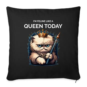 Cat Lover Cartoon Cat Queen - Sofa pillowcase 17,3'' x 17,3'' (45 x 45 cm) - black - Front