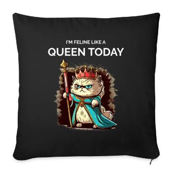 Cat Queen Cut Royal Cat - Sofa pillowcase 17,3'' x 17,3'' (45 x 45 cm) - black - Front