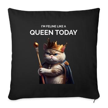 Cat Queen Royal Cat - Sofa pillowcase 17,3'' x 17,3'' (45 x 45 cm) - black - Front