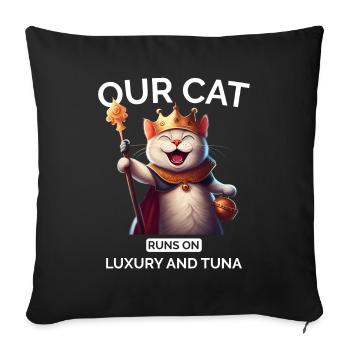 Cat Mom Dad Cartoon Cat Crown Queen - Sofa pillowcase 17,3'' x 17,3'' (45 x 45 cm) - black - Front
