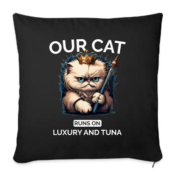 Cat Mom Dad Cartoon Cat Queen - Sofa pillowcase 17,3'' x 17,3'' (45 x 45 cm) - black - Front