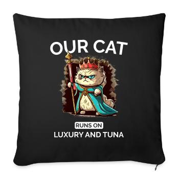 Cat Mom Dad Cut Royal Cat - Sofa pillowcase 17,3'' x 17,3'' (45 x 45 cm) - black - Front