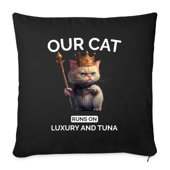 Cat Mom Dad Funny Royal Cat - Sofa pillowcase 17,3'' x 17,3'' (45 x 45 cm) - black - Front