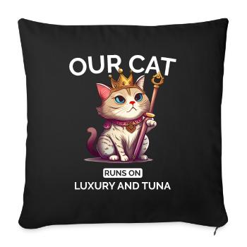 Cat Mom Dad Royal Cat Kawaii Kitten - Sofa pillowcase 17,3'' x 17,3'' (45 x 45 cm) - black - Front