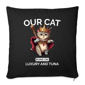 Cat Mom Dad Royal Kawaii Kitten Cat - Sofa pillowcase 17,3'' x 17,3'' (45 x 45 cm) - black - Front