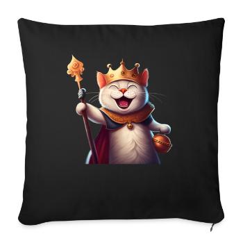 Cartoon Cat Crown Queen - Sofa pillowcase 17,3'' x 17,3'' (45 x 45 cm) - black - Front
