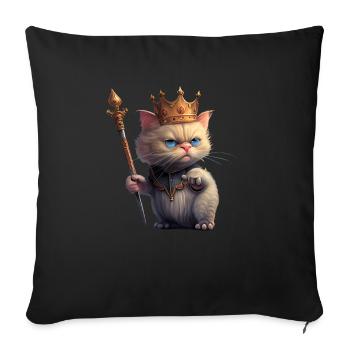 Drôle de chat royal - Housse de coussin décorative 45 x 45 cm - noir - Devant