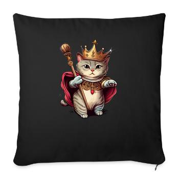 Royal Kawaii Kitten Cat - Sofa pillowcase 17,3'' x 17,3'' (45 x 45 cm) - black - Front