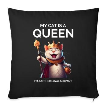 My Cat Is A Queen Cartoon Cat Crown Queen - Sofa pillowcase 17,3'' x 17,3'' (45 x 45 cm) - black - Front