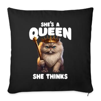 Shes A Queen Persian Cat Queen - Sofa pillowcase 17,3'' x 17,3'' (45 x 45 cm) - black - Front