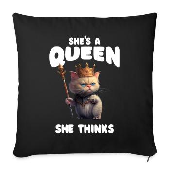 Shes A Queen Funny Royal Cat - Sofa pillowcase 17,3'' x 17,3'' (45 x 45 cm) - black - Front